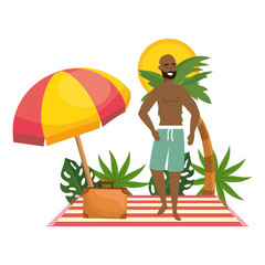 Boy with summer swimwear design