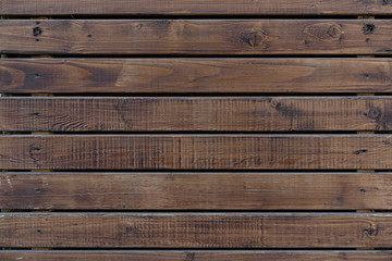 natural wood texture, horizontal boards. Exterior finish of the building with wood. Brown.