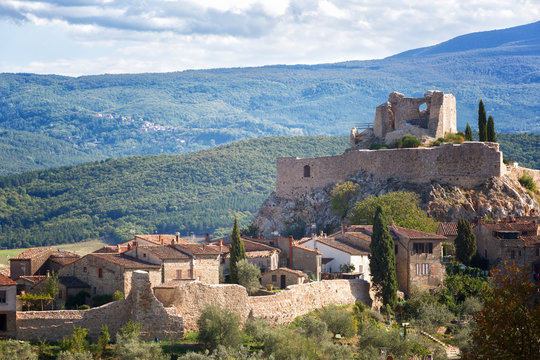 Grosseto, Tuscany, Italy: the ruins of the ancient fortress Rocca Aldobrandesca, medieval castle of the town