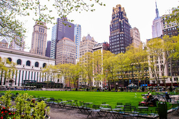 New York, USA, May 3rd 2013. People resting in a park of Manhattan