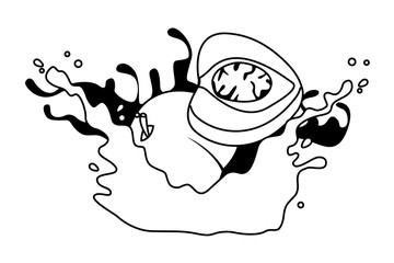 Peach with resfreshment drink splash in black and white