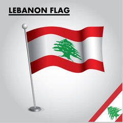 National flag of LEBANON on a pole