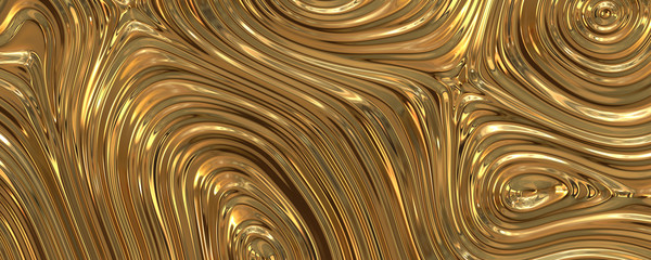 3d illustration shiny golden liquid background