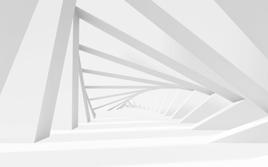 Abstract white twisted 3d tunnel