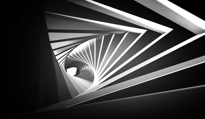 Papier Peint photo Noir et blanc Tunnel blanc noir tordu abstrait