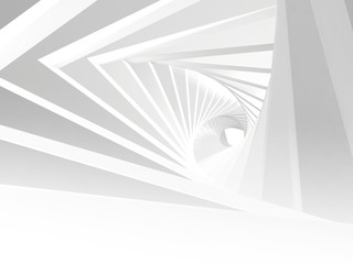 Abstract white twisted tunnel 3 d