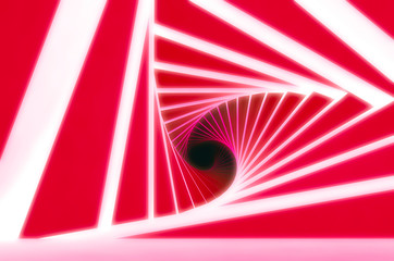 Abstract twisted red white tunnel
