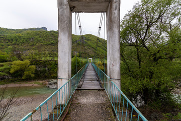 Suspended bridge near Kardzhali city in Bulgaria