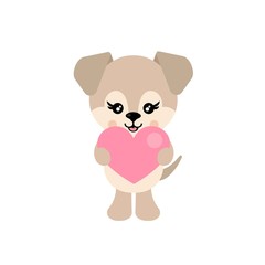 cartoon cute dog with heart