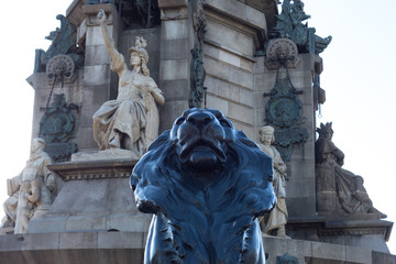Base of the monument of Cristobal Colon in Barcelona.