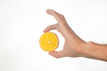 Beautiful slice of orange on a white background