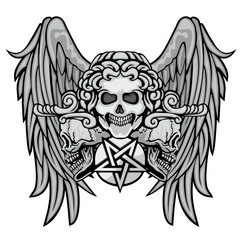  Gothic sign with skull, and wings grunge vintage design t shirts