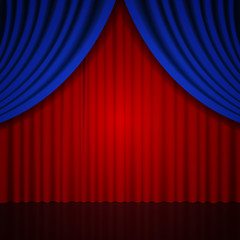 Background with blue and red curtain