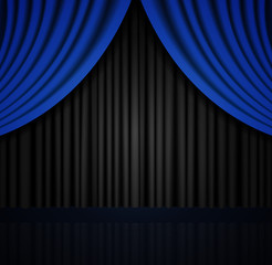 Background with blue and black curtain