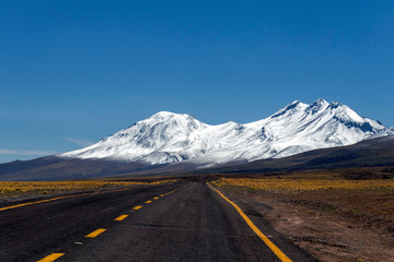 Desert road in Atacama, Chile : background with copy space for text