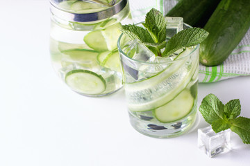 Infused cucumber water with mint. Detox water