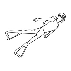 scuba diving avatar cartoon character black and white