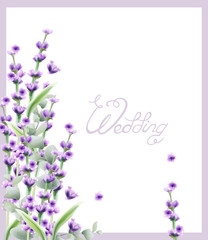 Lavender summer frame Vector watercolor card backgrounds