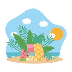 Summer and vacation icon set design