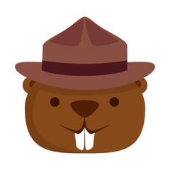 cute beaver with ranger hat mascot animal