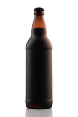 Wet 22 oz brown beer bottle Bomber. Isolated 3D render on a white.