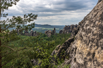 Fototapeta na wymiar panoramic view of saxon switzerland, germany