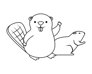 cute beaver and otter mascots