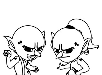 ugly trolls magic characters vector ilustration