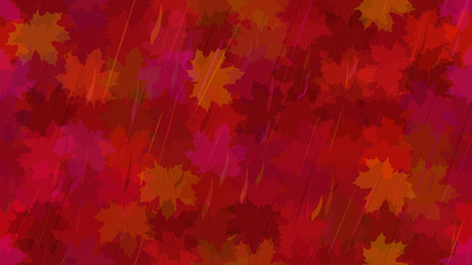 Falling maple leaves, raindrops. Autumn background. The idea of design of tiles, wallpaper, packaging, textiles, background.