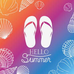 Hello summer and vacation silhouette design