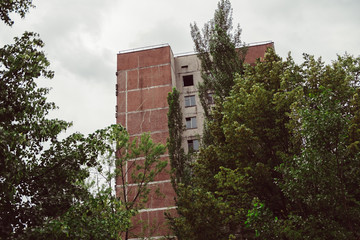 Destroyed abandoned ghost city Pripyat ruins after Chernobyl disaster. Chernobyl Nuclear Power...