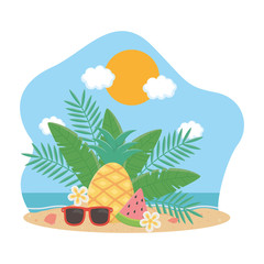 Summer and vacation icon set design