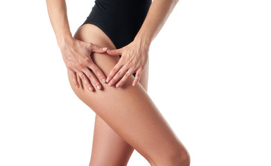 Skin care and anti cellulite massage. Perfect female buttocks and hips without cellulite