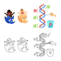 Vector illustration of test and synthetic logo. Set of test and laboratory stock symbol for web.