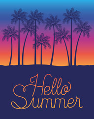 Obraz premium Hello summer and palm trees design