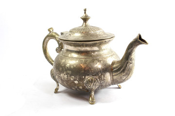 Vintage Antique Coffee or Tea Pot Kettle on White Background