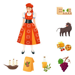 Vector illustration of  and  sign. Collection of  and travel stock symbol for web.