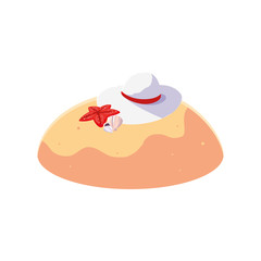 summer sand beach with female hat scene