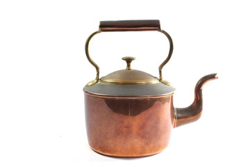 Vintage Antique Coffee or Tea Pot Kettle on White Background