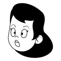 girl with surprised face avatar black and white