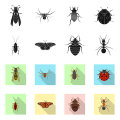 Vector design of insect and fly symbol. Collection of insect and element stock symbol for web.
