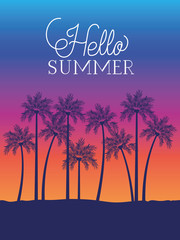 Hello summer and palm trees design
