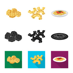 Isolated object of pasta and carbohydrate symbol. Set of pasta and macaroni vector icon for stock.