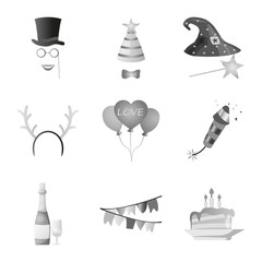 Isolated object of party and birthday symbol. Collection of party and celebration vector icon for stock.