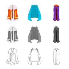 Isolated object of material and clothing sign. Set of material and garment vector icon for stock.