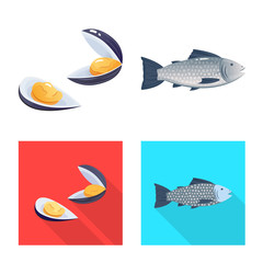 Vector illustration of fresh  and restaurant logo. Set of fresh  and marine   stock vector illustration.