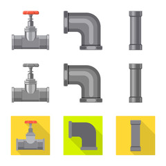 Isolated object of pipe and tube icon. Collection of pipe and pipeline stock symbol for web.