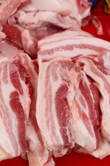 Raw pork for cooking at street food