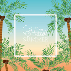 Fototapeta na wymiar Hello summer and vacation frame design
