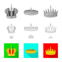 Vector illustration of medieval and nobility sign. Collection of medieval and monarchy vector icon for stock.